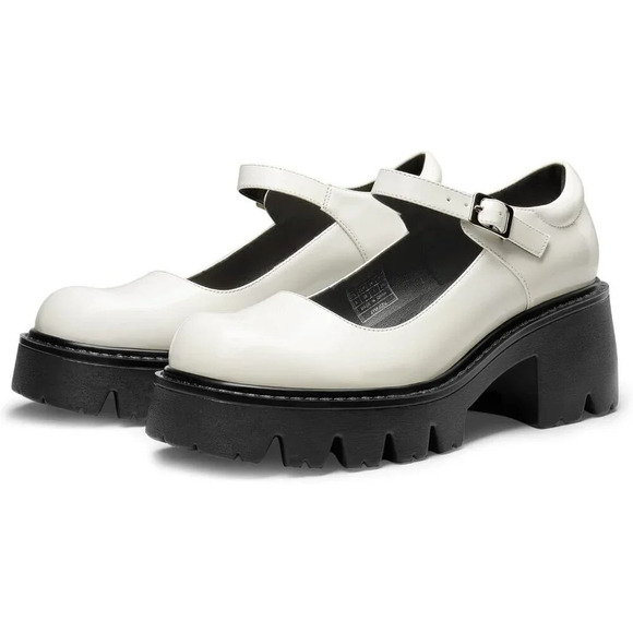 Chunky White Mary Jane Platform Heels - Picture 4 of 5